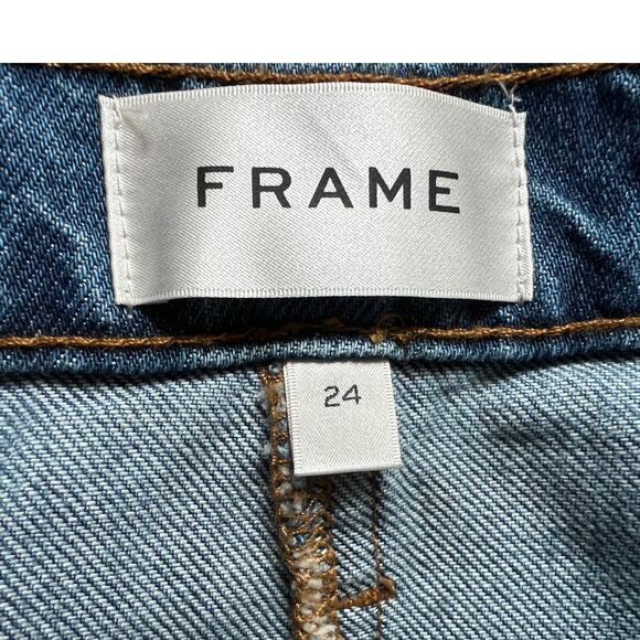 FRAME DENIM WOMENS SIZE 24 DOROTHY JEAN FRAYED HEM MIDI SKIRT BLUE NEW - Picture 4 of 11